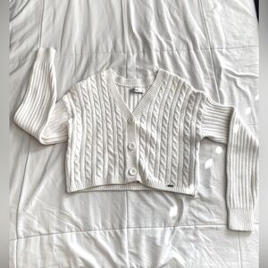 Women’s Size S Cable Knit Cream Cardigan Sweater Hollister